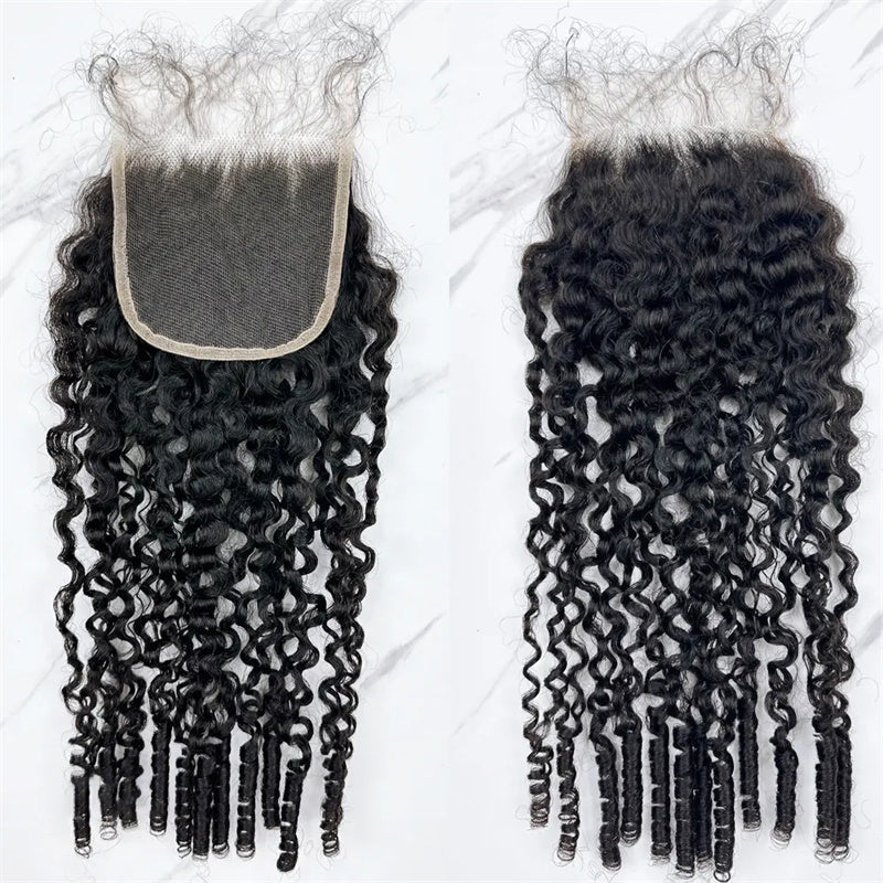  Burmese Curly Hair Indian Human Hair  4x4 Lace Closur
