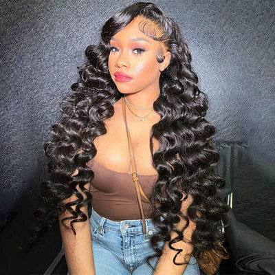 180 Density Loose Wave Lace Wigs Raw Indian Human Hair Lace Front Wigs For Black Women