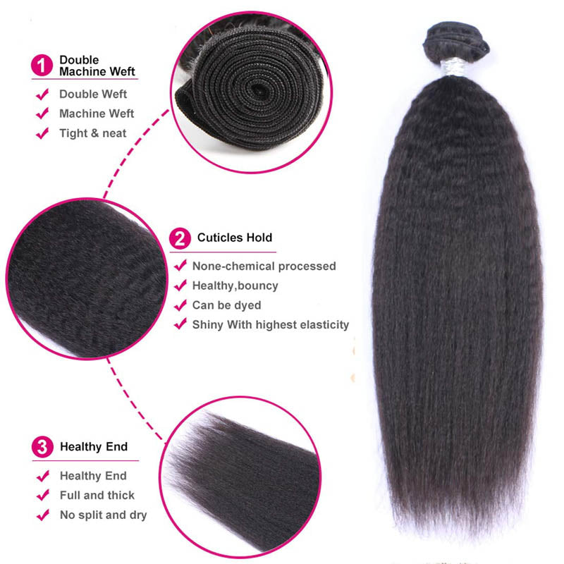 Modern Show Kinky Straight 100% Human Hair 4 Bundles Peruvian Raw Virgin Hair