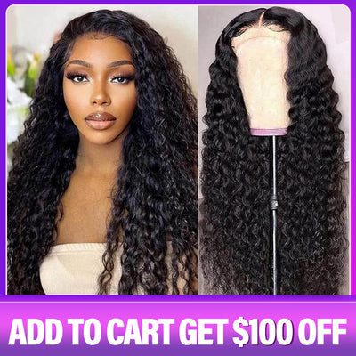 Modern Show Hair 180 Density Malaysian Wet And Wavy Human Hair Wigs Water Wave Lace Front Wigs For Black Women