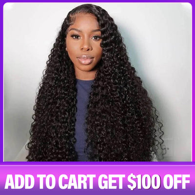 13X4 transparent lace front curly human hair wig