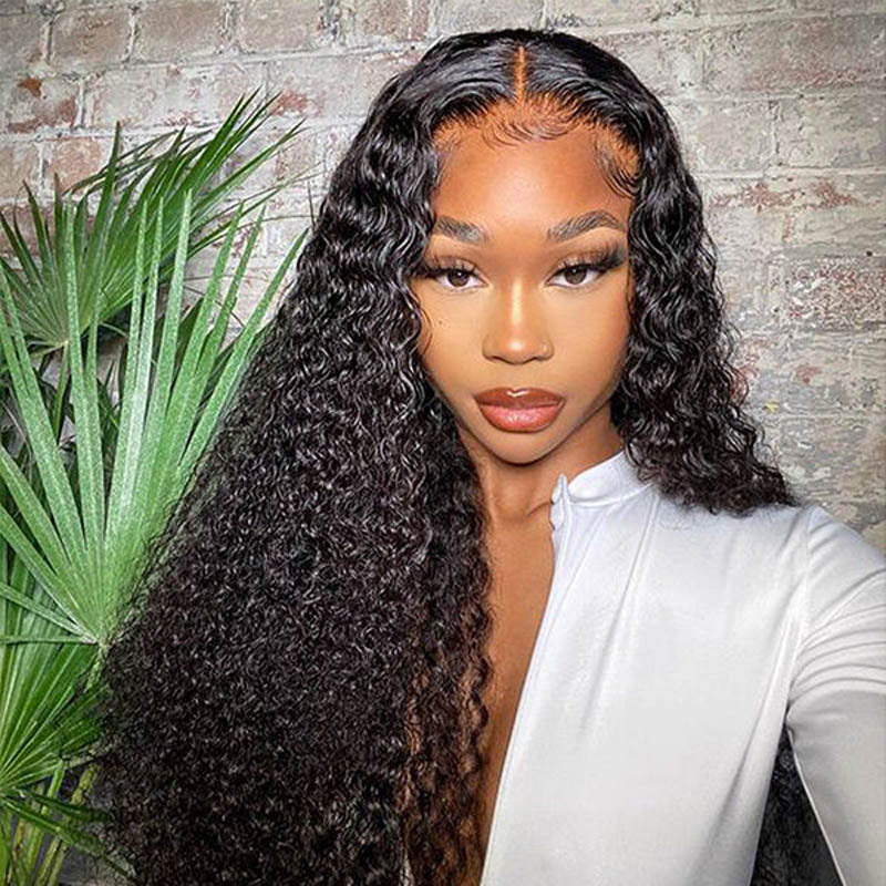 Curly 2x6 Lace Closure with Human Hair Weave 4 Bundles Peruvian Virgin Hair