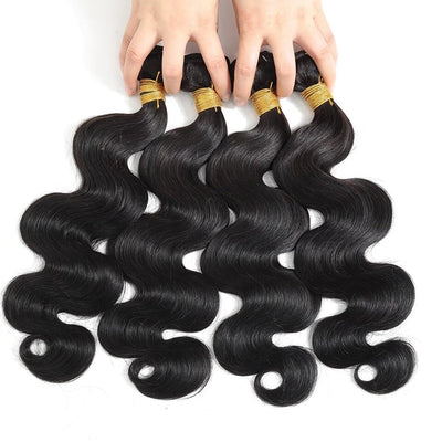 Body Wave Wave 4 Bundles With Closure 100% Human Hair