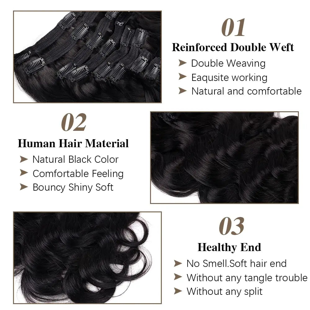 Modern Show 8PCS Clip In Extensions Natural Color Body Wave Hair 120g