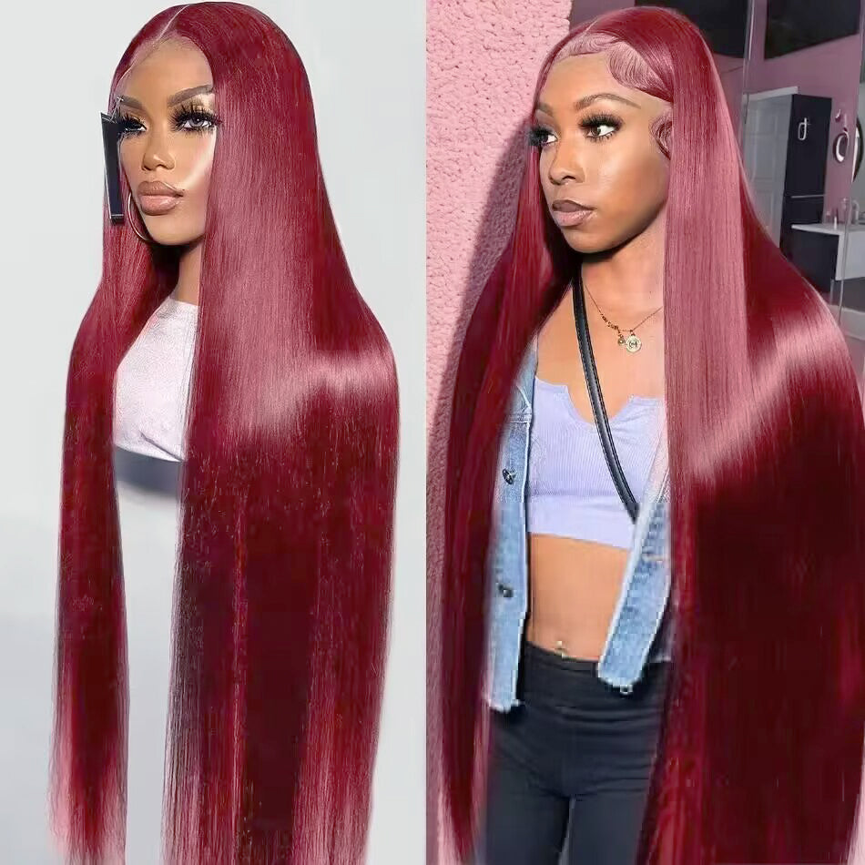 HD lace wig straight hair 99J color