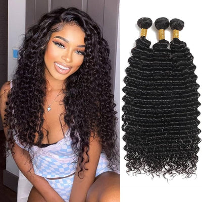 Deep Wave 3 Bundles 100% Brazilian Virgin Human Hair