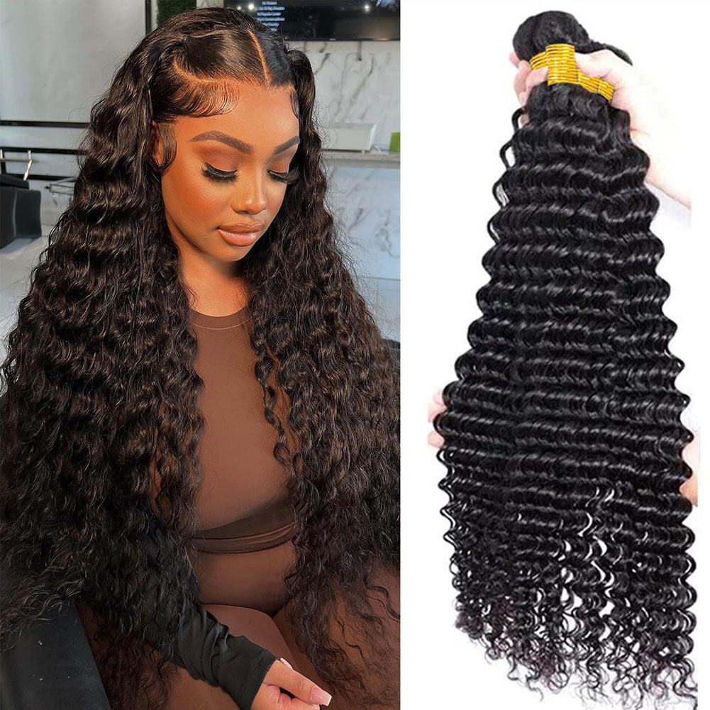 Deep Wave 4 Bundles 100% Brazilian Virgin Human Hair