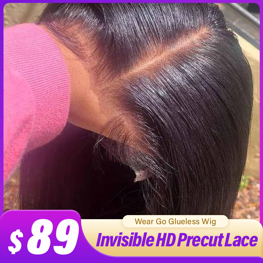 Bone straight glueless lace wig