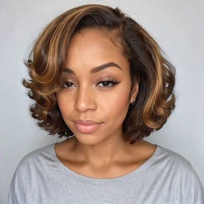 Modern Show Pixie Cut lace frontal wig loose wave hair short Bob wavy human hair wig