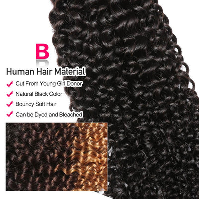 Kinky Curly 3 Bundles With Closure 100% Human Hair