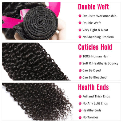 Kinky Curly 4 Bundles With Closure 100% Human Hair