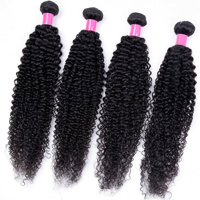 Kinky Curly 4 Bundles With Closure 100% Human Hair