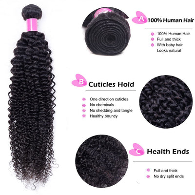 Kinky Curly 4 Bundles With Closure 100% Human Hair