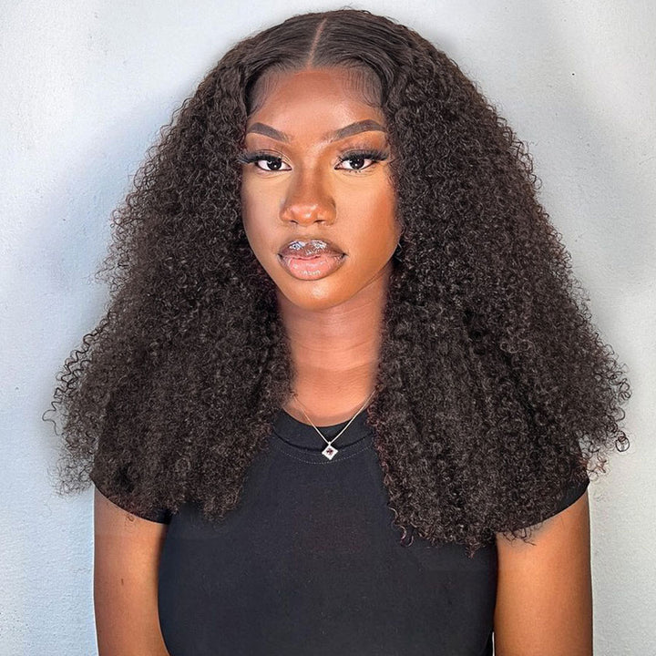 Natural Black Afro Kinky Curly 13X4 Lace Front Wig Malaysian Human Hair Swiss Wigs For African American Women ModernShow