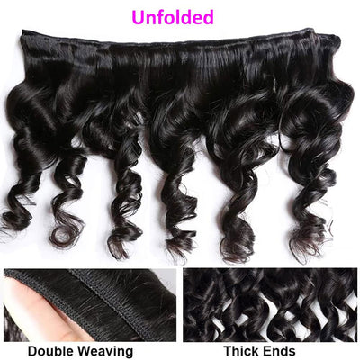 Loose Wave 4 Bundles With Closure 100% Human Hair