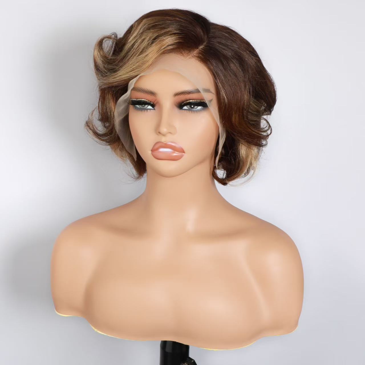 Modern Show Pixie Cut lace frontal wig loose wave hair short Bob wavy human hair wig