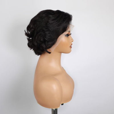 Modern Show Pixie Cut lace frontal wig loose wave hair short Bob wavy human hair wig