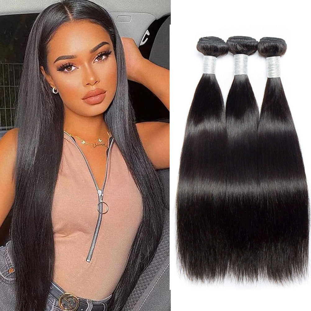 3 Bundles Precious Peruvian 100%  human Hair Natural Black Straight Hair Bundles