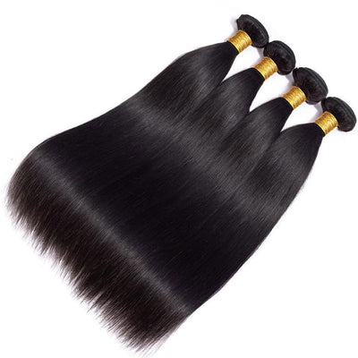 Silky Straight 4 Bundles With Closure 100% Human Hair