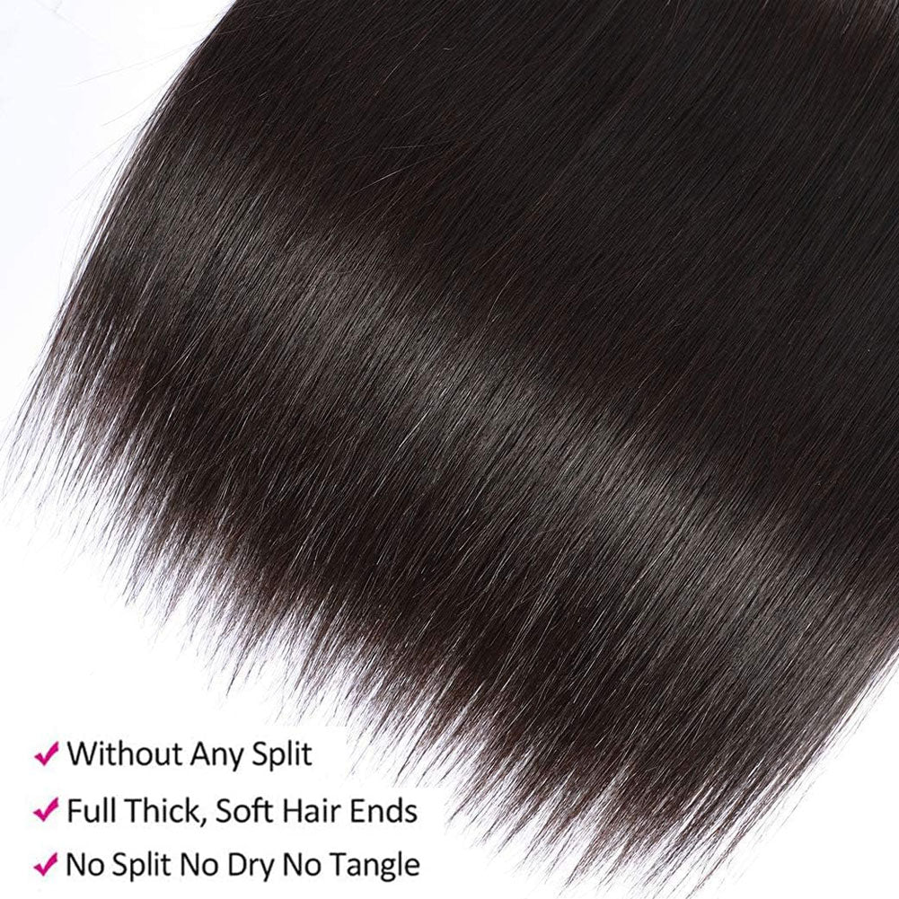 Silky Straight 3 Bundles With Closure 100% Human Hair