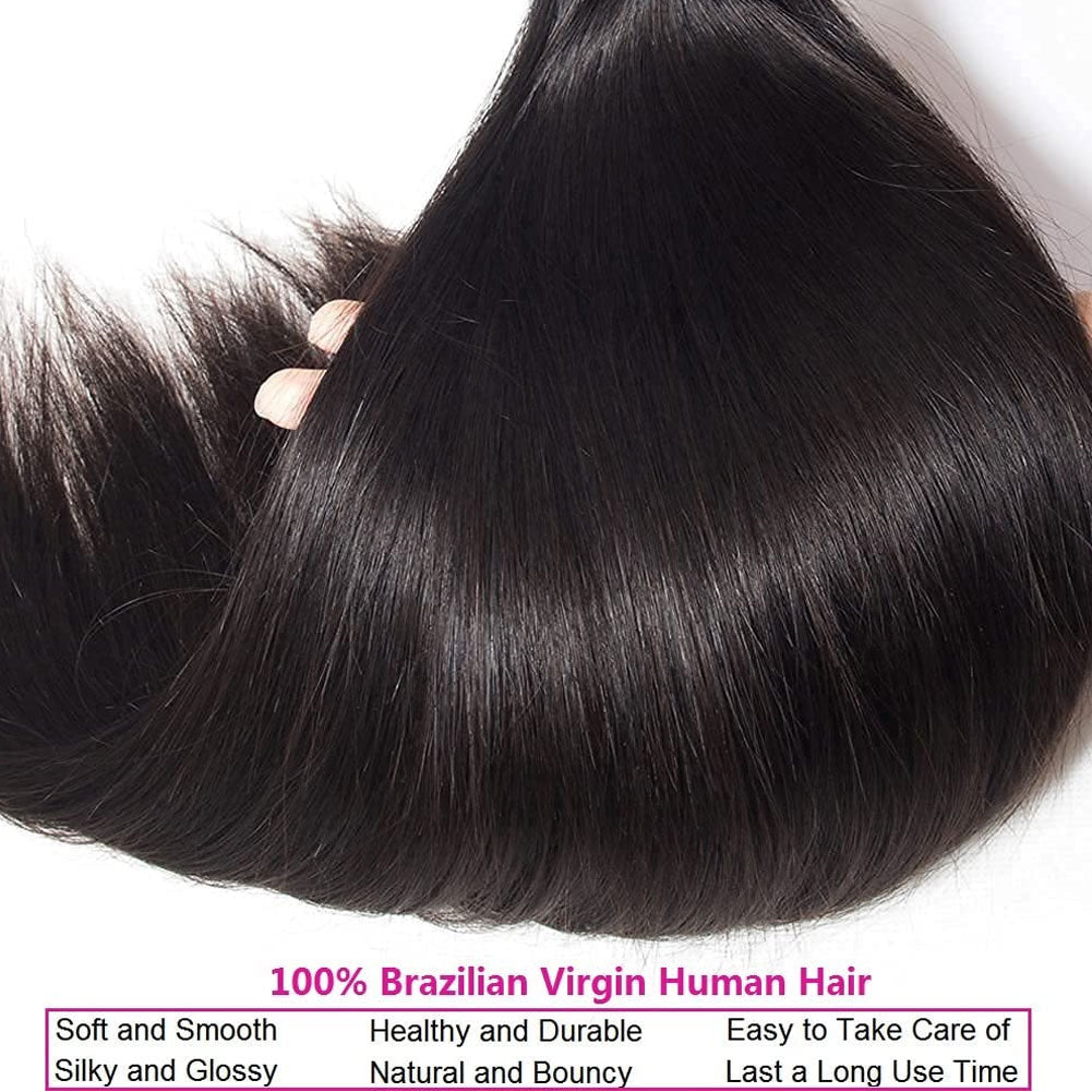 Silky Straight 3 Bundles With Closure 100% Human Hair