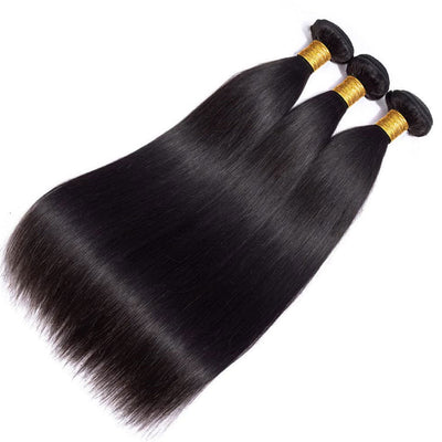 Silky Straight 3 Bundles With Closure 100% Human Hair