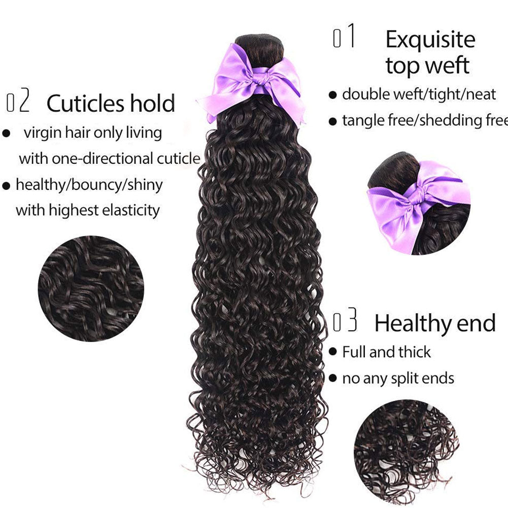 Water Wave 4 Bundles 100% Brazilian Virgin Human Hair