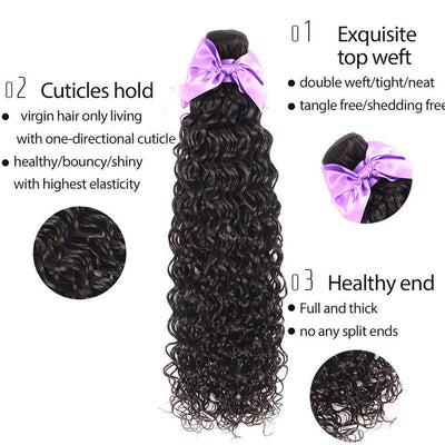 Water Wave 4 Bundles With Closure 100% Human Hair