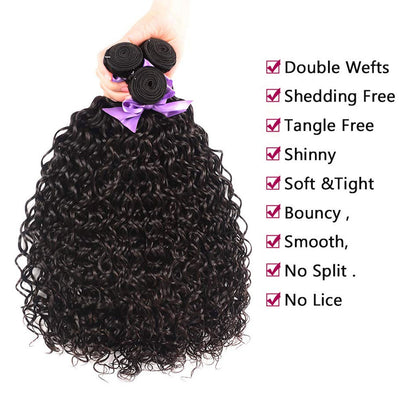 Water Wave 3 Bundles With Closure 100% Human Hair