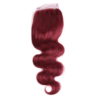 Dark Red Burg body wave 4 Bundles With 4x4 Lace Closure 100% Real Human Hair