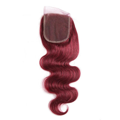 Dark Red Burg body wave 4 Bundles With 4x4 Lace Closure 100% Real Human Hair