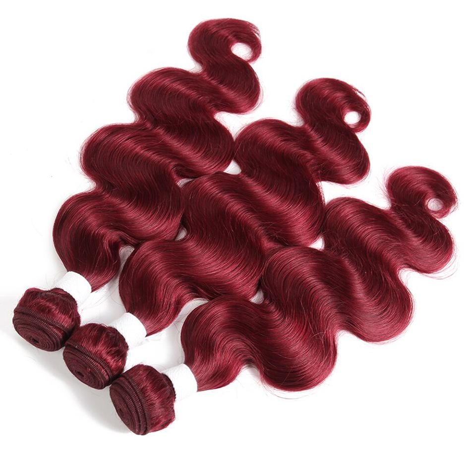 Dark Red Burg body wave 4 Bundles With 4x4 Lace Closure 100% Real Human Hair