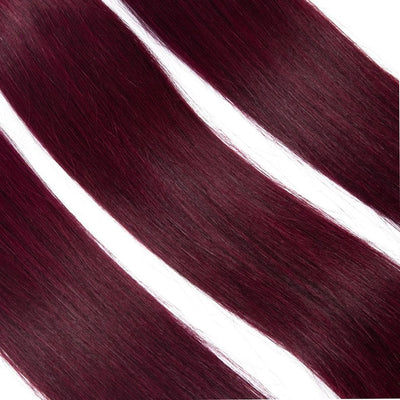 Wine Red Burgundy Straight Hair 3 Bundles With Closure 4x4 Colored 100% virgin human hair