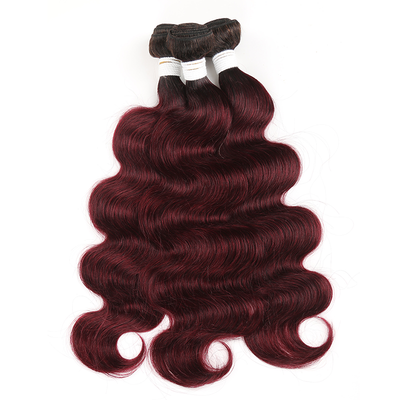 Ombre 1B/99J Body Wave 3 Bundles With 4x4 Lace Closure pre Colored 100% Real Human Hair