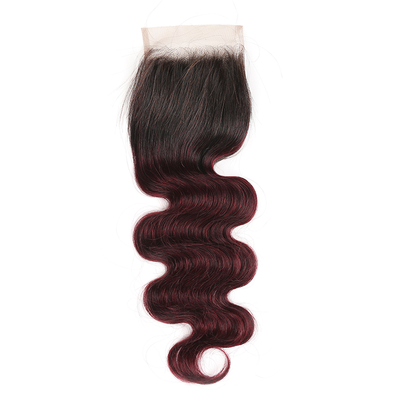 Ombre 1B/99J Body Wave 3 Bundles With 4x4 Lace Closure pre Colored 100% Real Human Hair