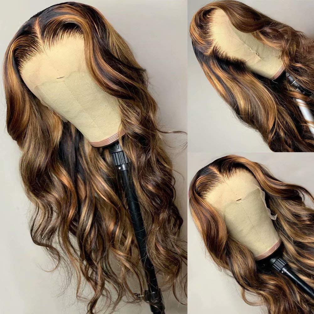 P4/27 Highlight Body Wave 4 Bundles With 4x4 Lace Closure 100% Human Hair