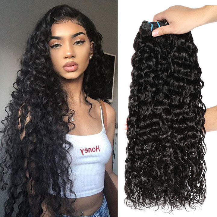 Modern Show Brazilian Wet and Wavy Human Hair Weave Water Wave 3 Bundles Natural Black Color Hair