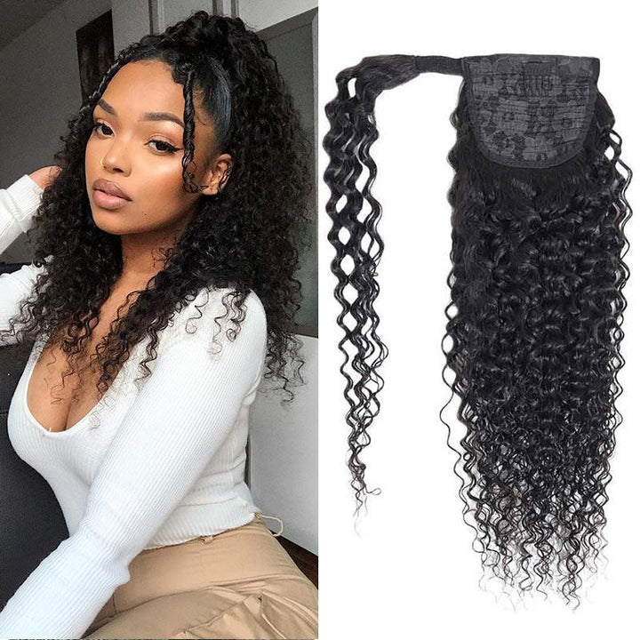 Human hair kinky curly ponytail best sale