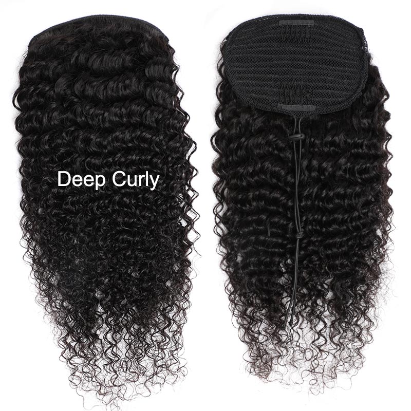 Deep Wave Drawstring Curly Kinky Curly Ponytail Hairpiece