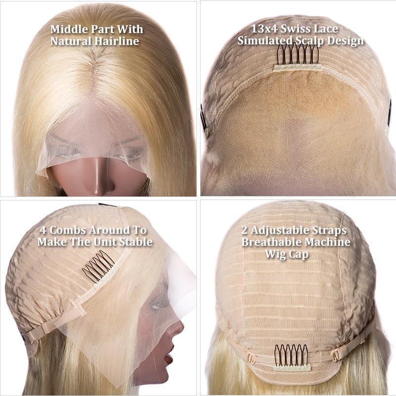 613 Blonde Bob Wig Brazilian Straight Human Hair Lace Front Pre Plucked Female Wigs For Sale Online ModernShow