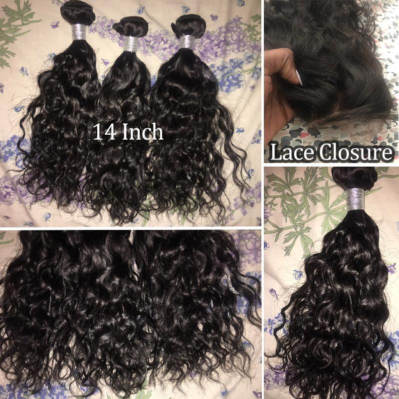 ❤️❤️NEW LOT OF 4 100% store Human Hair Bundles And closure 14